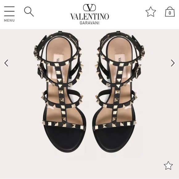 Valentino Garavani | Black Rockstud Ankle Strap Gladiator Sandal - Picture 5 of 10